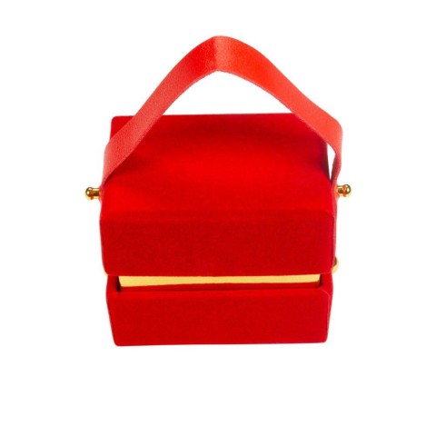 SCATOLA VELLUTO CON MANICO ECOPELLE 5x7x6h ROSSO